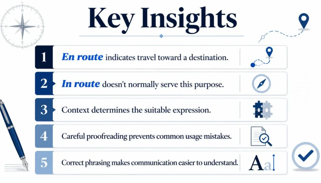 En Route vs In Route quick reference