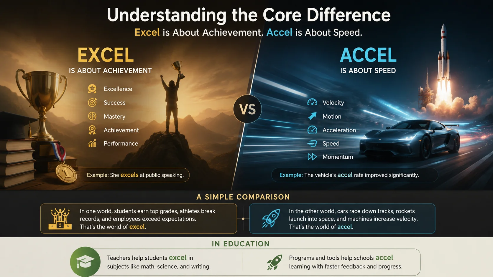Excel vs Accel: Quick reference