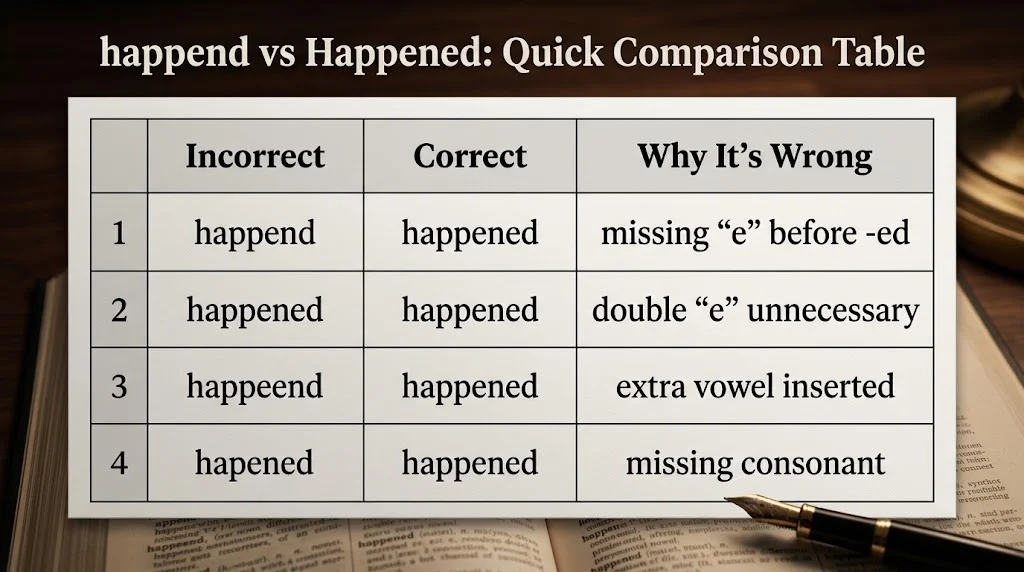 happend vs Happened: Quick Comparison 