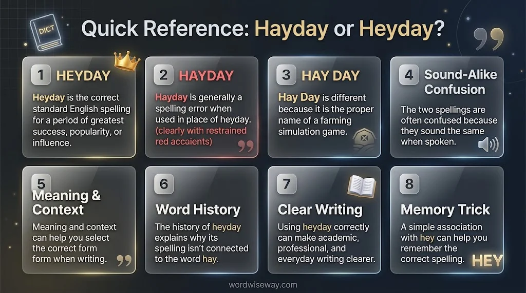 Hayday or Heyday: Quick Reference