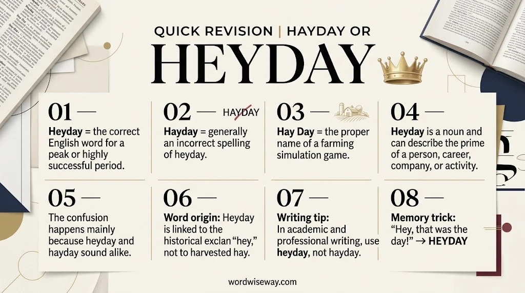 Hayday or Heyday: Quick Revision