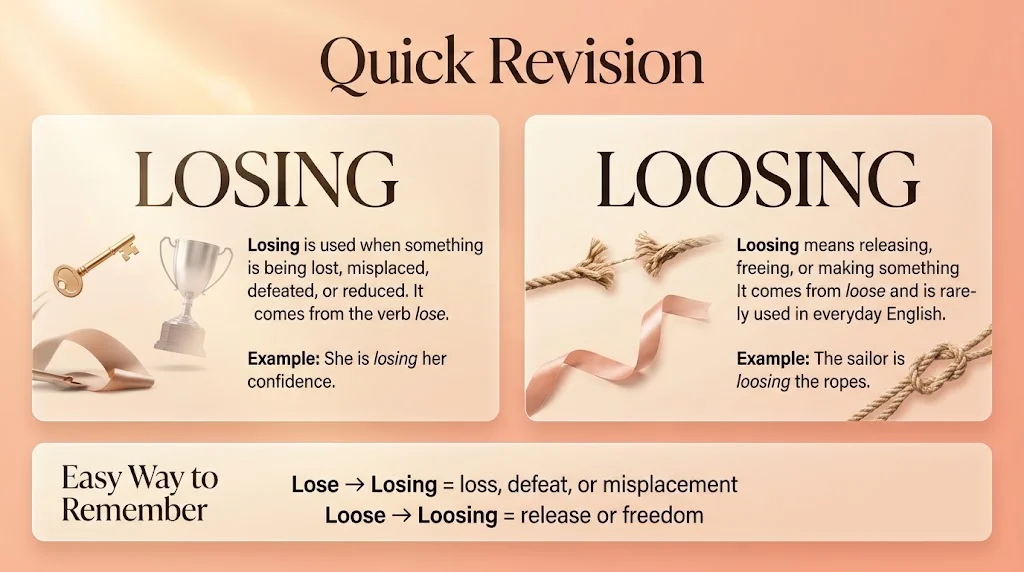 Losing vs Loosing: Quick Revision