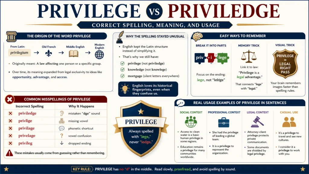 Privilege vs Priviledge complete grammar