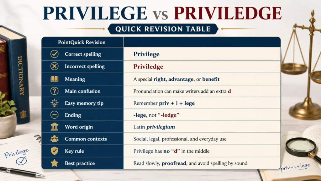 Privilege vs Priviledge quick reference