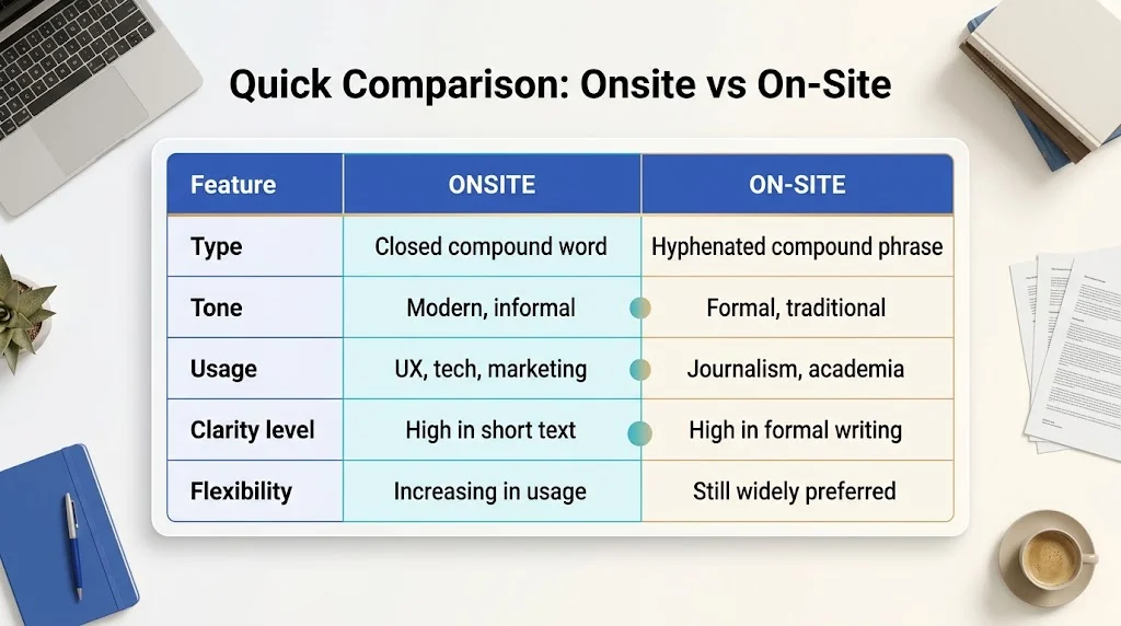 Quick Comparison: Onsite vs On-Site