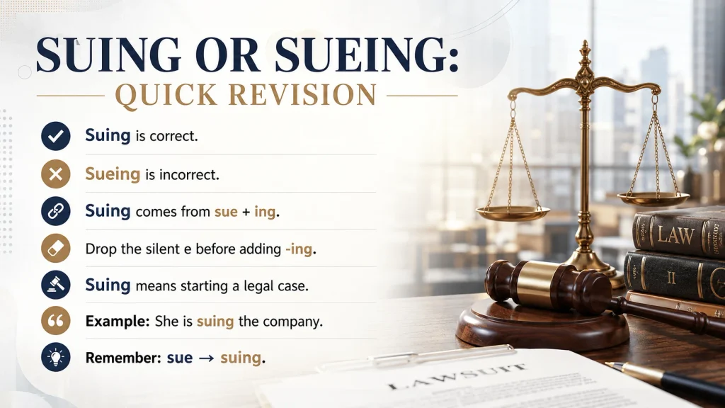 Suing or Sueing: quick revision