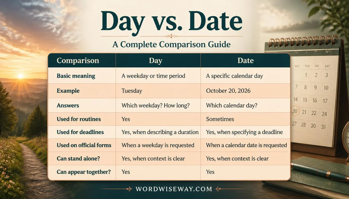 Day vs. Date Complete Grammar