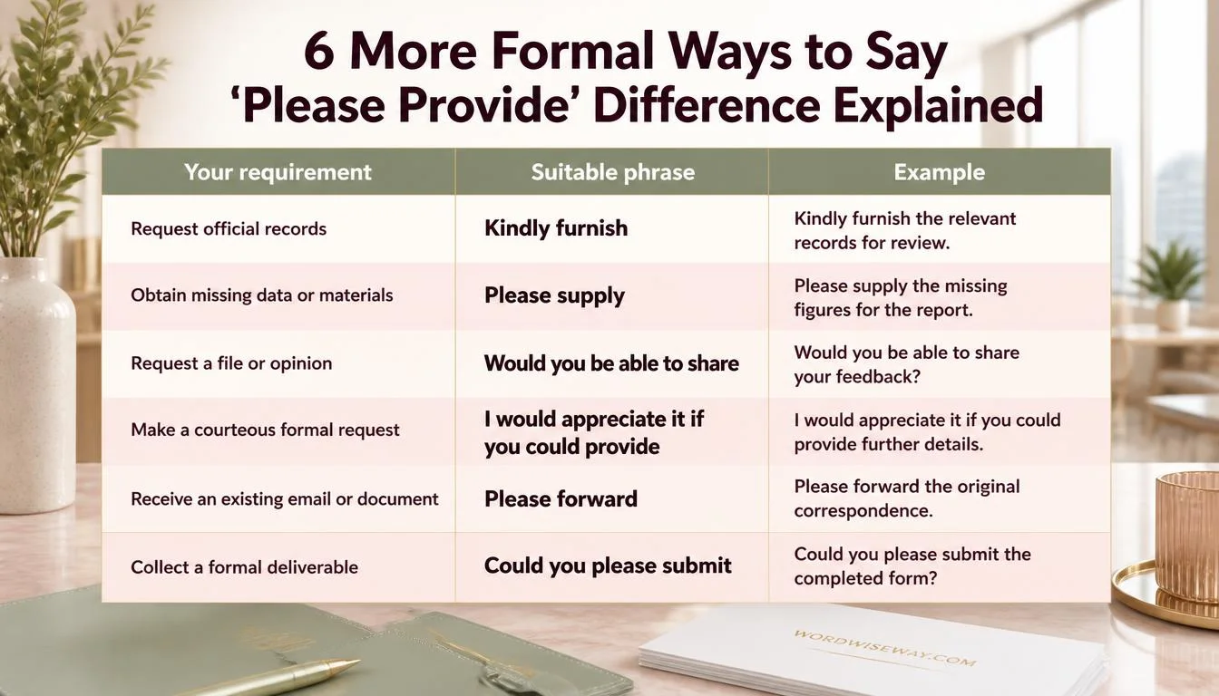 6 More Formal Ways to Say ‘Please Provide” Difference Explained
