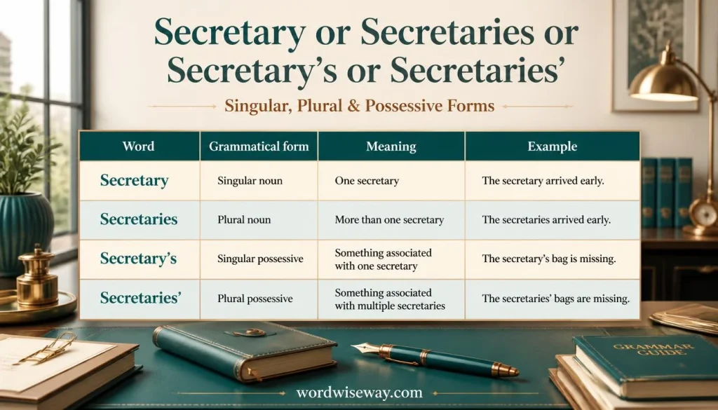 Secretaries or Secretary’s or Secretaries’ Quick Difference