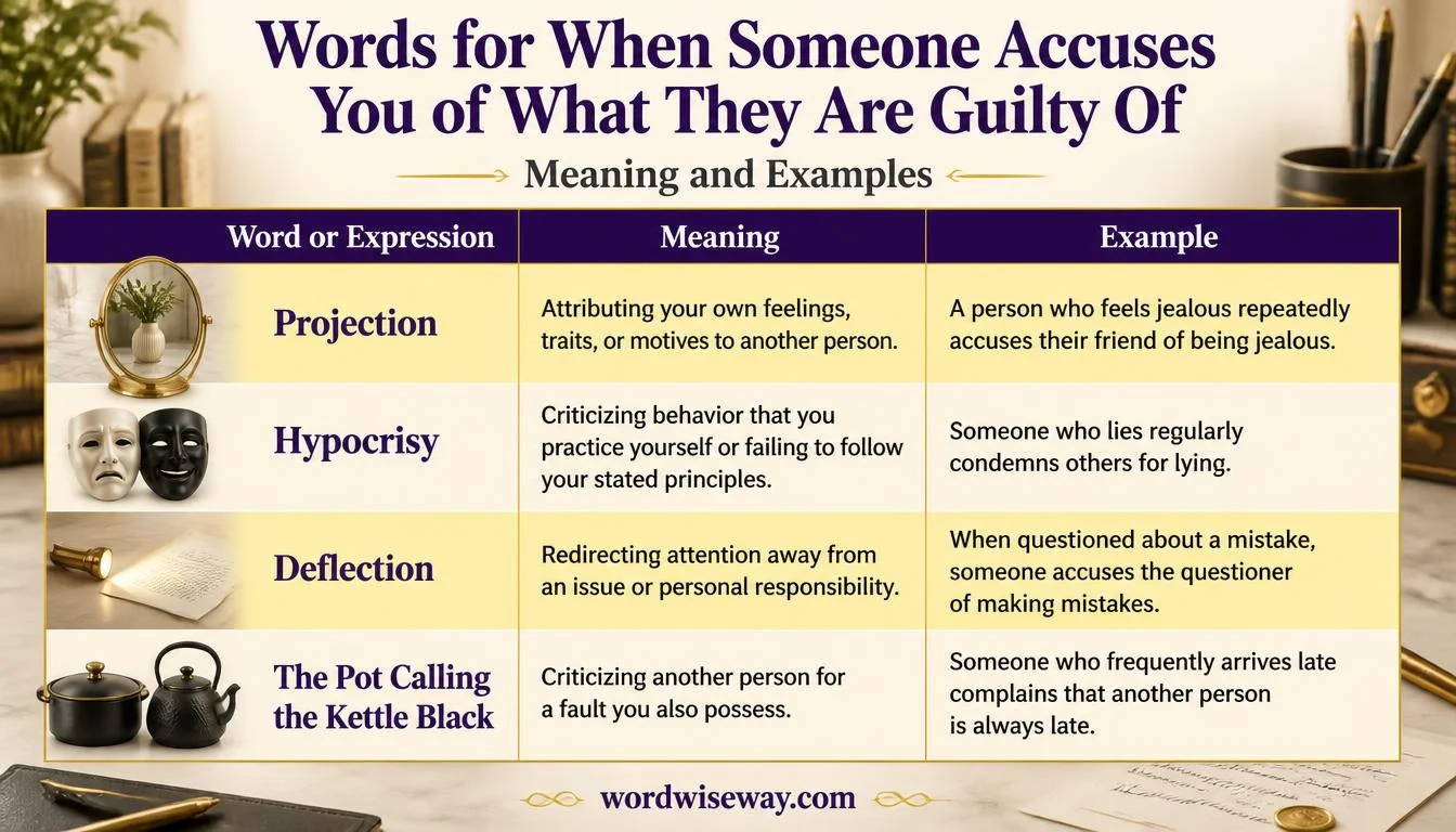Words for When Someone Accuses You of What They Are Guilty Of Complete grammar