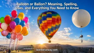 Colorful balloons including party balloons, hot air balloon, and weather balloon floating in a bright sky illustrating the difference between balloon types and usage.