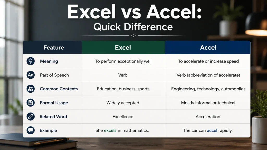 Excel vs Accel: Quick Difference
