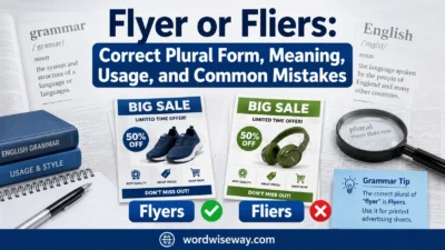 Flyer or Fliers comparison showing the correct plural forms and usage differences in English grammar.