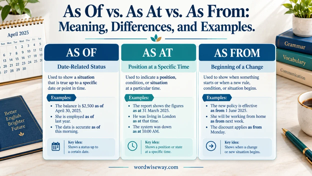As Of vs. As At vs. As From