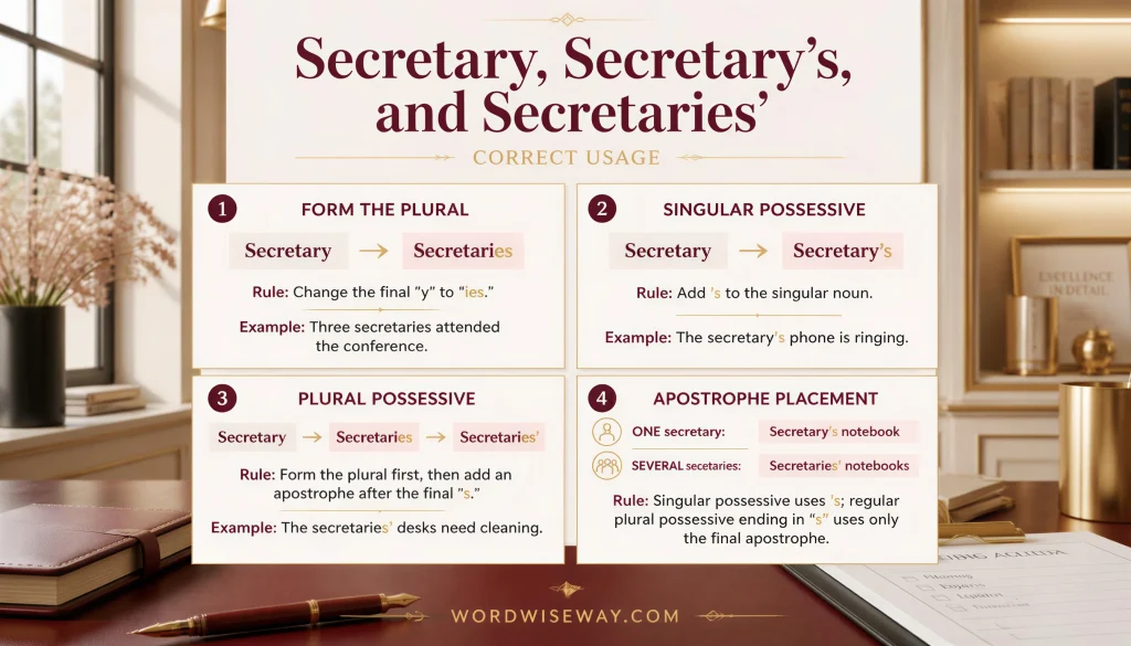 Secretaries or Secretary’s or Secretaries’ Complete Grammar